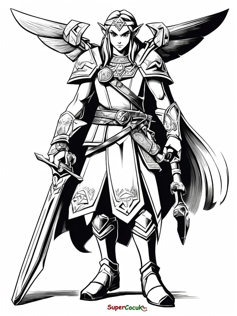 Savaşçı Zelda Boyama Sayfası