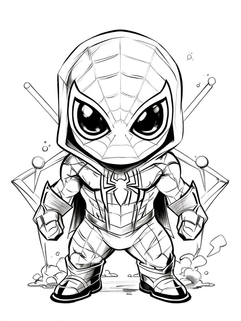 Savaşçı Spiderman Boyama Sayfası Ücretsiz